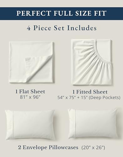 LANE LINEN Full Bed Sheet Set 100% Organic Cotton Percale - Glacier Grey