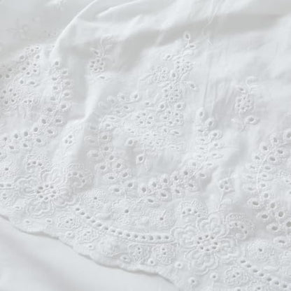 Brandream White Eyelet Bed Skirt Queen Size Cotton 18'' Drop Split Corners