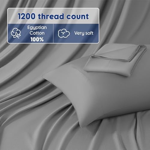 SONORO KATE 100% Egyptian Cotton Sheets,1200 Series,Cal King Size