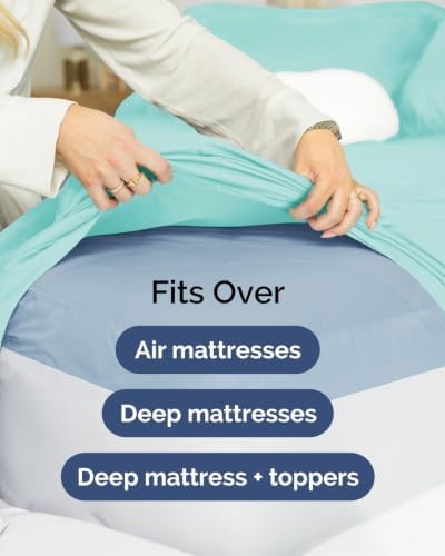 CGK Linens 2 Pack Extra Deep Full Fitted Sheets - Spa Blue