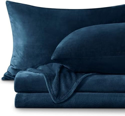 BEDELITE Flannel Sheets King Size, Navy, 4 Pieces