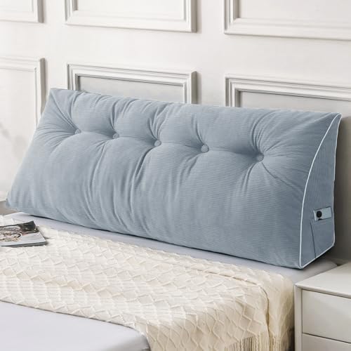 Sasttie Headboard Pillow Full, Wedge Pillow Headboard, Greyish Blue