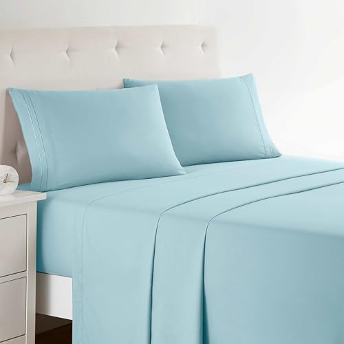 Clara Clark 1800 Premier Series 4pc Bed Sheet Set - King, Light Blue Aqua