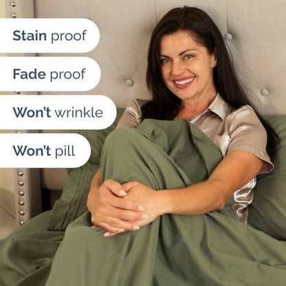 Flex Top Split Head King 4 Piece Sheet Set - Soft & Breathable - Sage Green