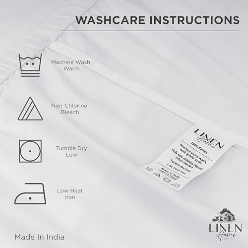 Linen Home 100% Cotton Percale Twin Size Fitted Sheet only, Dark Blue