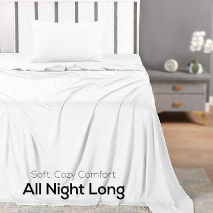 Utopia Bedding Jersey Knit Sheets 4 Piece, Cotton T-Shirt Feel, Twin, White