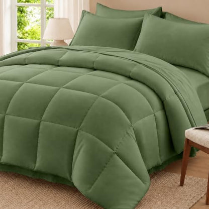 Anluoer King Size Comforter Set, 7 Piece Bed in a Bag King Bedding Sets