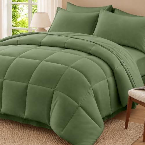 Anluoer Full Size Comforter Sets, 7 Piece Bed in a Bag Full Bedding Sets