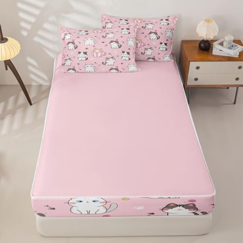 Feelyou Cat Cats Zip Comforter Set Twin Size Kids Bed in a Bag