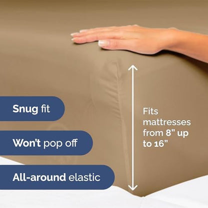 Queen Size 4 Piece Sheet Set - Ultra Soft & Cooling Bed Sheets - Caramel