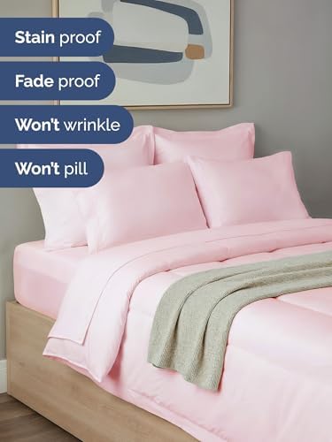 Full Comforter Set - 7 Piece Bed in a Bag Full Size Bed Set - Lavender Pink