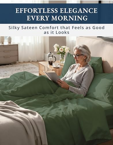 LANE LINEN Twin Sheets Set,100% Egyptian Cotton Sateen, 1000 Thread Count