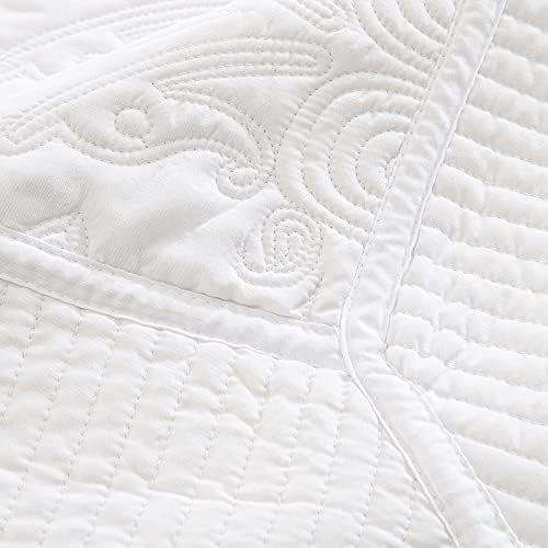 HoneiLife California King Quilt - Oversized King Bedspreads 120x120, 4-Piece Cal King Quilt Sets,Rustic Bedding Sets King Size,Reversible Coverlets Lightweight Bed Cover for All Season Use-White