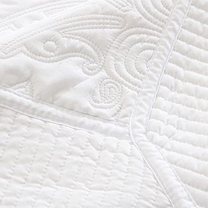 HoneiLife California King Quilt - Oversized King Bedspreads 120x120, 4-Piece Cal King Quilt Sets,Rustic Bedding Sets King Size,Reversible Coverlets Lightweight Bed Cover for All Season Use-White