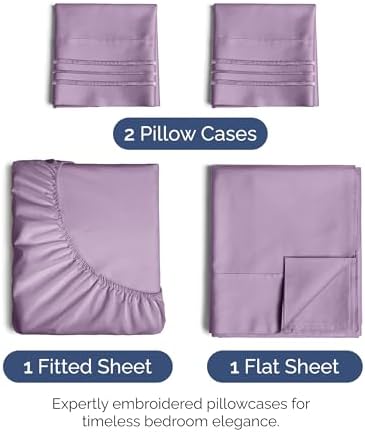 King Size 4 Piece Sheet Set - Ultra Soft & Cooling Sheets - Lilac
