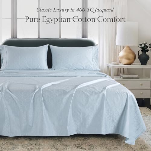Threadmill 400TC Egyptian Cotton Full Sheet Set, Sateen, Jacquard, 4-Piece