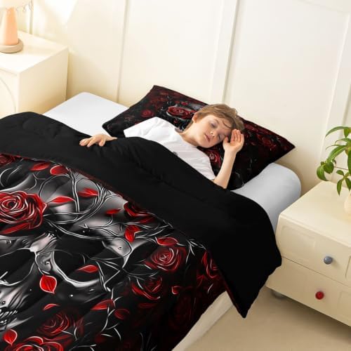 Feelyou Gothic Skull Comforter Set Twin Size Bedding Set