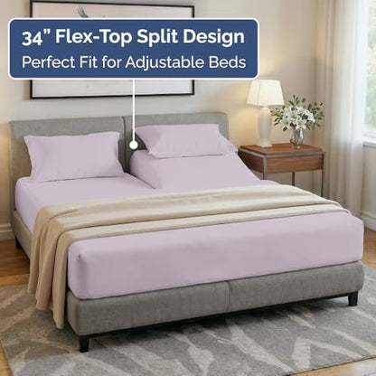 Flex Top Split Head King 4 Piece Sheet Set - Ultra-Soft - Light Lavender