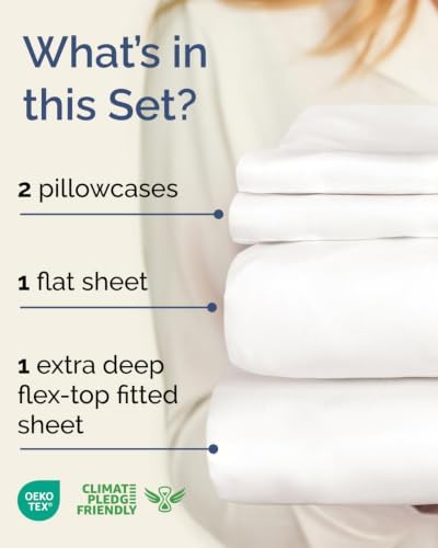 Flex Top Split Head King Sheet Set - 4 Piece Extra Deep - Antique White