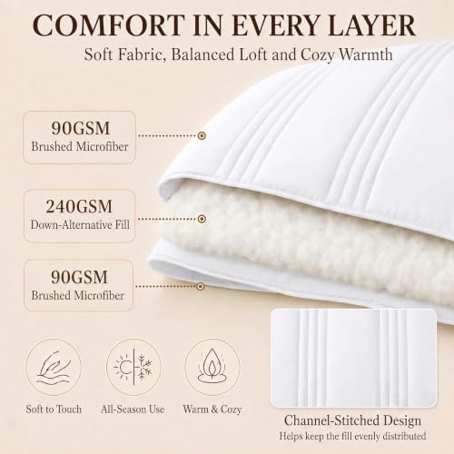 CozyLux California King Comforter Set White- 7 Pieces Bed in a Bag