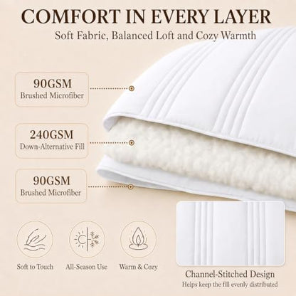 CozyLux California King Comforter Set White- 7 Pieces Bed in a Bag