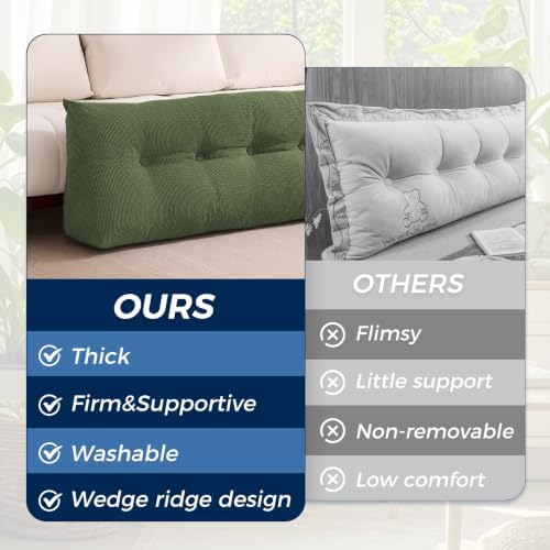 IASEAHK Headboard Pillow King, Wedge Pillow Headboard, Forest Green