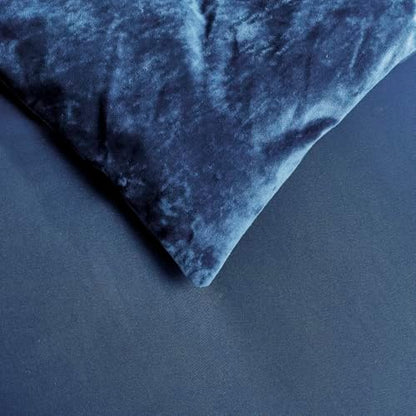 Fredsure Distressed Velvet Comforter Set, 5 Pieces Navy King, Distressed Velvet Face and Brushed Microfiber Reverse