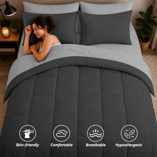 Anluoer Full Size Comforter Sets, 7 Piece Bed in a Bag Full Bedding Sets