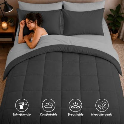 Anluoer Full Size Comforter Sets, 7 Piece Bed in a Bag Full Bedding Sets