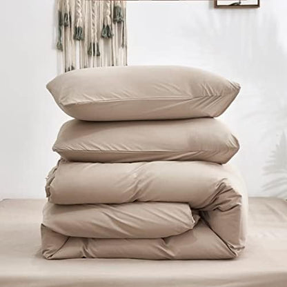 Wellboo Khaki Comforter Set Twin Size Cream Coffee Bedding Sets Dark Champagne Bed Quilts Solid Taupe Quilts Women Men Modern Oatmeal Brown Blankets Cream Khaki Comforters Plain Tan Taupe Color Bed
