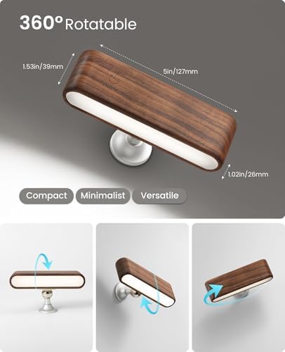 Wood Wall Sconce, Rechargeable Magnetic Wall Lamp, Dimmable