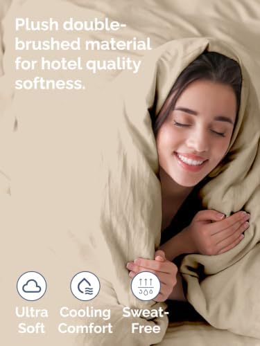 Duvet Cover Super King Size - Soft 3 Piece with Zipper Closure - Cream