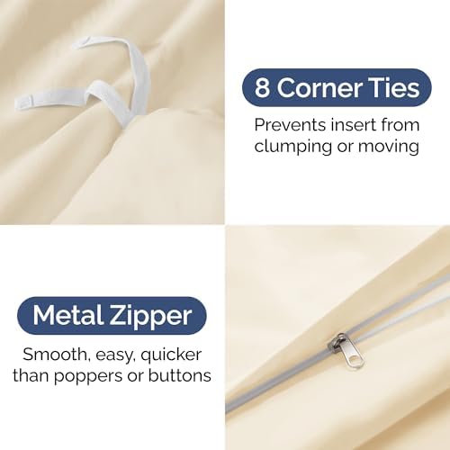 Duvet Cover Full Size - Soft 3 Piece with Zipper Closure - Off White