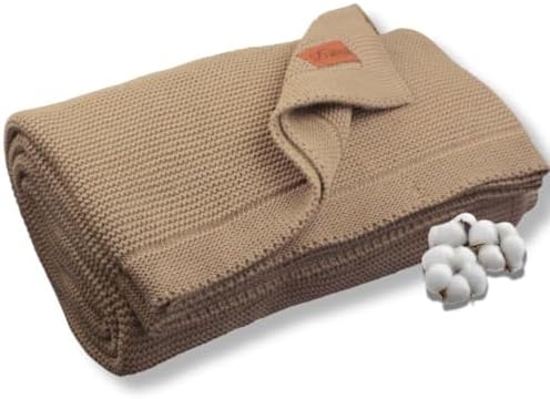 Dalisa Alina GOTS Organic Cotton Throw Blanket, Mocha Meringue, 80x90 in