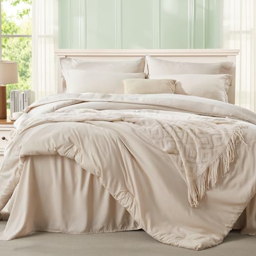 Anluoer King Size Comforter Set, 7 Piece Bed in a Bag King Bedding Sets