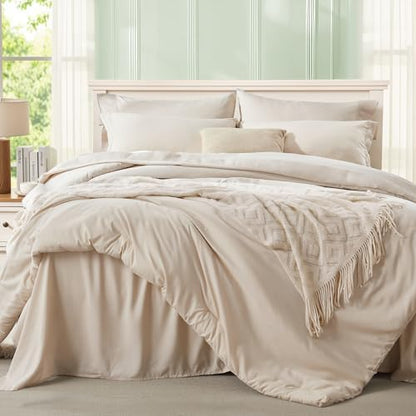 Anluoer King Size Comforter Set, 7 Piece Bed in a Bag King Bedding Sets