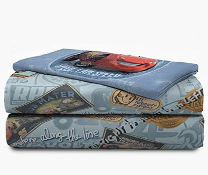 Jay Franco Disney/Pixar Cars Tune Up Blue/Gray 5 Piece Twin Bed in A Bag with Lightning McQueen & Mater in Radiator Springs (Official Disney/Pixar Product)