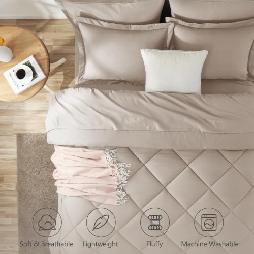 CozyLux Full Comforter Set 82"x86" Linen - 7 Piece Bed in a Bag