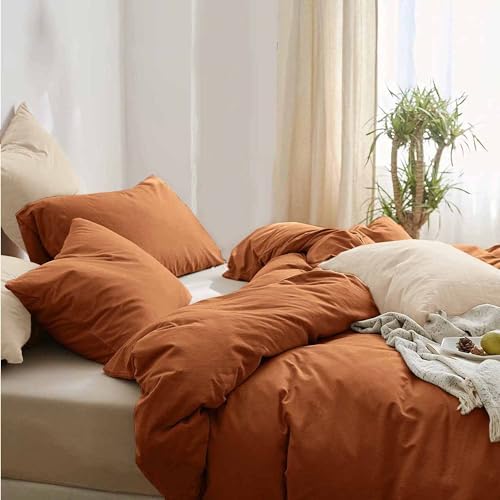Queen Size Comforter Set 3 Piece, Burnt Orange, 90x90 inch