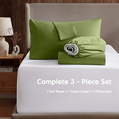 Nestl Twin XL Sheet Set - Bed Sheets - Calla Green - 3-Piece Deep Pocket
