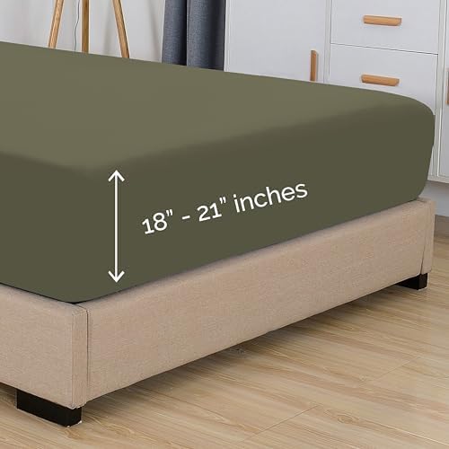 Elegant Comfort 1500 Premium Hotel Quality 18-21 Inches Deep - Extra Deep Pocket Single Fitted Sheet for High Mattress, Luxury and Softest, Smart Pocket - Wrinkle Free, Twin/Twin XL, Green