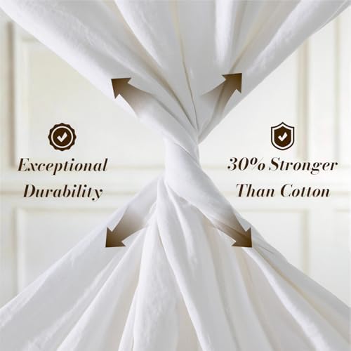 SONORO KATE 100% French Linen Twin Size Sheets Set,Natural Flax Bedding