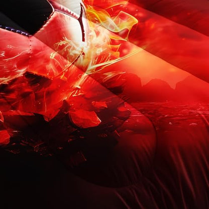 Red Soccer Bedding Comforter Set Queen Size with 2 Pillowcases.