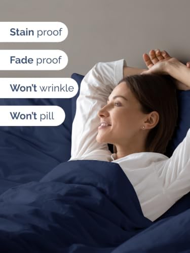 Duvet Cover Full Size - Soft 3 Piece with Zipper Closure - Navy Blue
