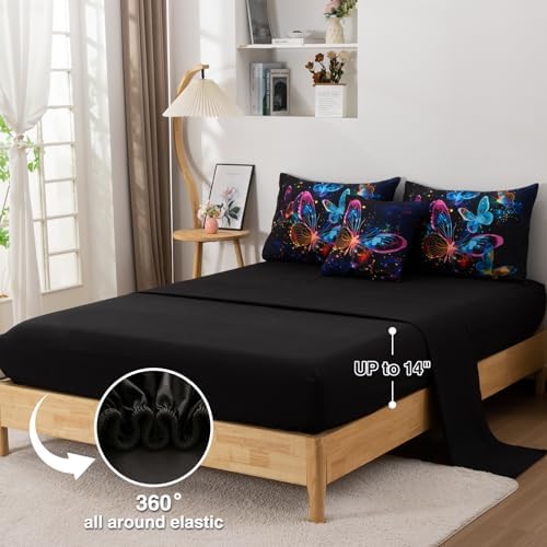 A Nice Night Galaxy Bedding Sets，6pcs Butterfly Comforter Set