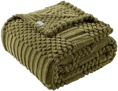 90x104 Inch Green King Size Blanket - Soft & Fluffy Fleece, Neutral Tan Color, Cute & Aesthetic, Perfect for Sofa, Couch, Bed, Living Room & Bedroom, All-Season Use, Plush & Cozy Decorative Blanket