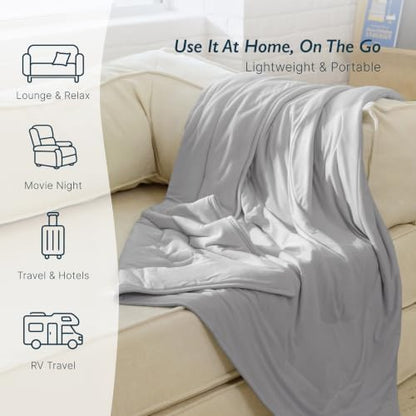 Breescape Cooling Comforter Blanket - BlendTek Q-Max>0.46 Tech, Cooling Blanket for Hot Sleepers & Night Sweats Relief, Breathable Lightweight Summer Bedding, Twin/Twin XL 72x96 Inches, Misty Gray