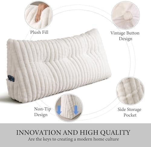 Twin Headboard Pillow, Triangular Wedge Pillow, Reading Pillows, Beige