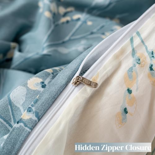 OAITE Queen Duvet Cover Set 3pcs 100% Cotton Blue Branch