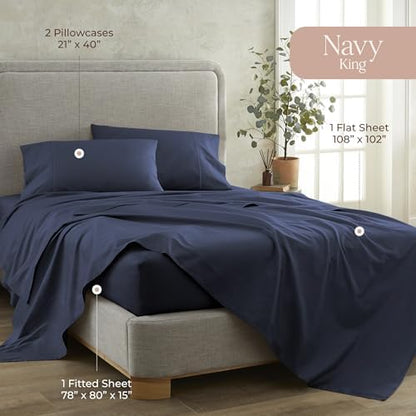 Whisper Organics 100% Organic Cotton Bed Sheets with Deep Pocket 4 Pc. Set